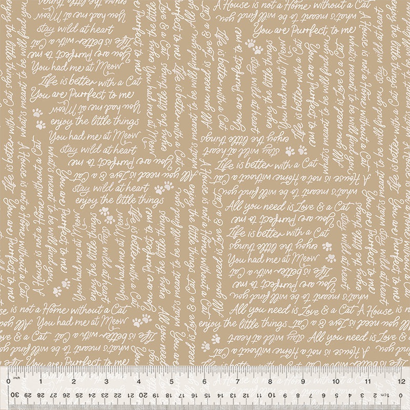 You had me at Meow in Taupe from the Petal & Purr Collection by Whistler Studios - Windham Fabrics