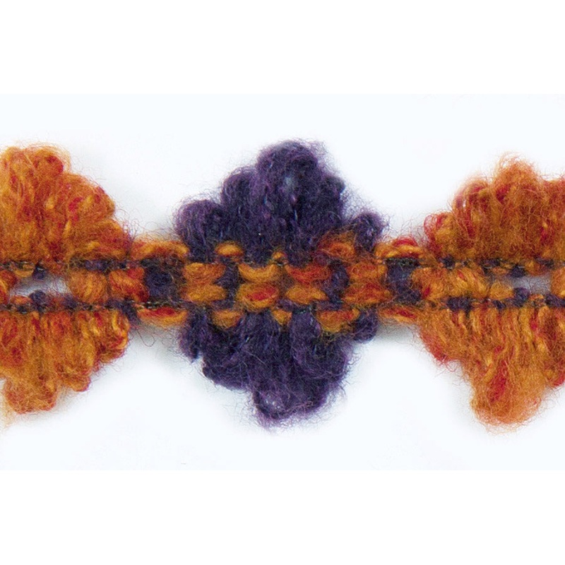 1" Plum & Burnt Orange Fuzzy Trim
