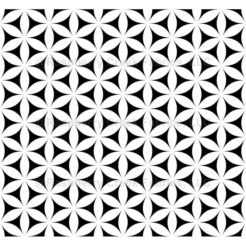 Geometric Pattern, Circles, Triangles, Flowers, Line Art, Black