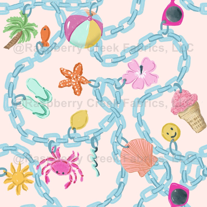 Summer Charms Necklace on Light Pink