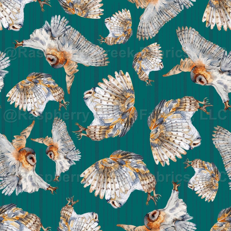 Watercolor Barn Owl Pattern | Deep Teal