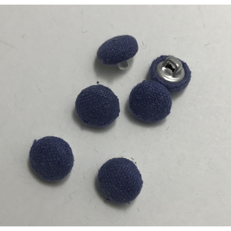 Periwinkle Blue Silk Noil Fabric Buttons - Set of 6 - 7/16"