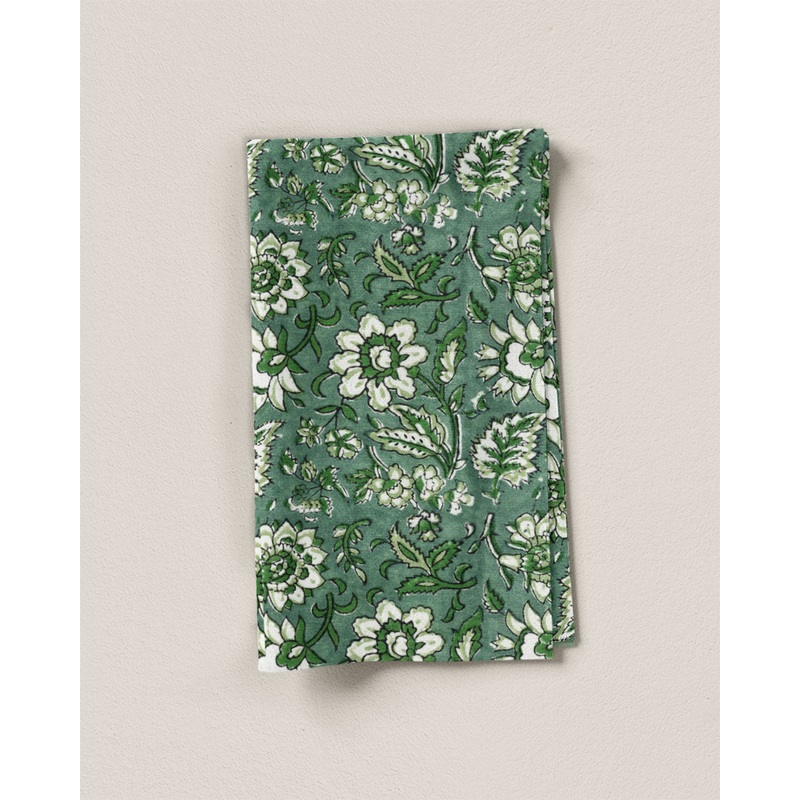 Sea Green Floral Block Print Cotton