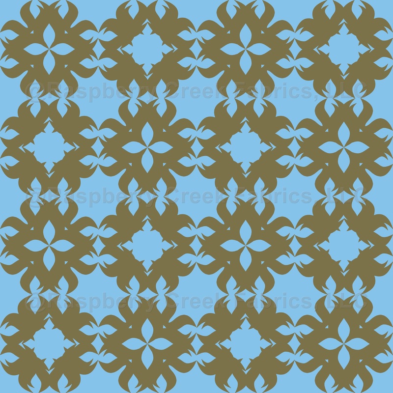 Floral Pattern, Tribal Flowers, Baby Blue and Gold
