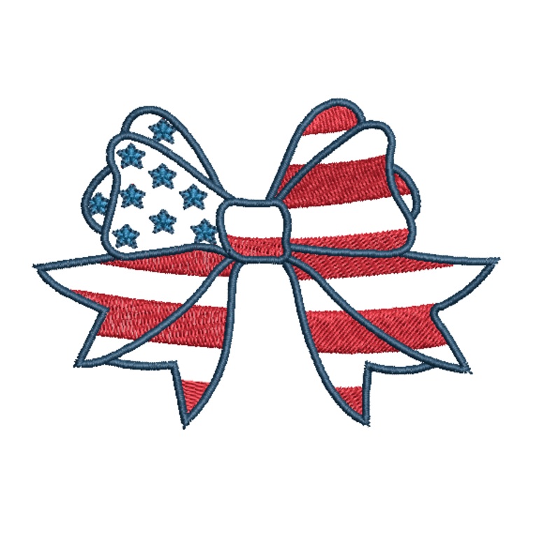 Patriotic Bow Machine Embroidery Design Single - Monogramming - Instant Download 9 Formats and 4 Sizes
