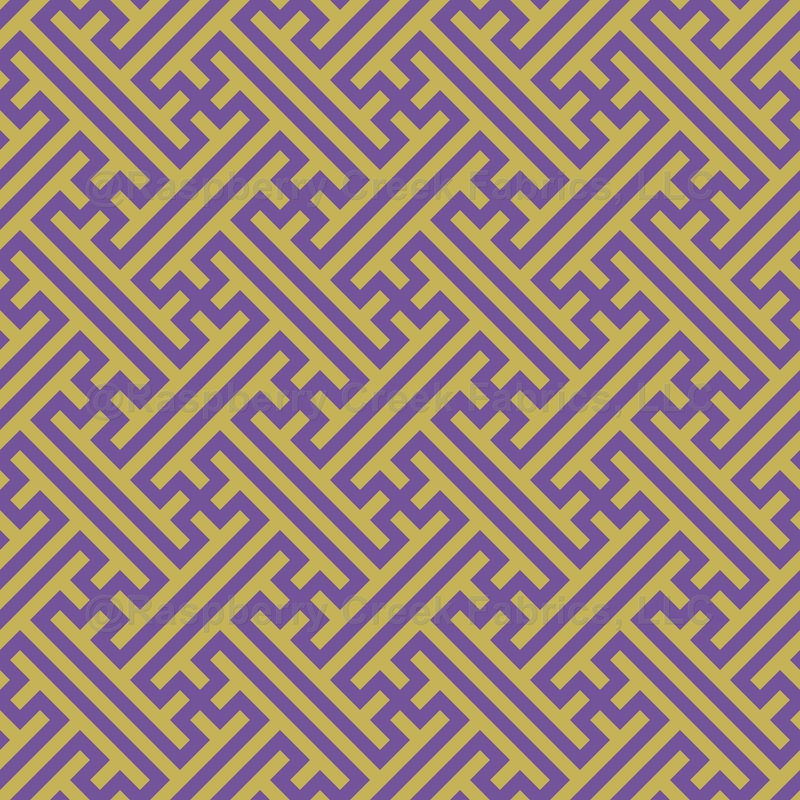 Sayagata pattern, Japanese Clothing, Yellow Gold and Lilac