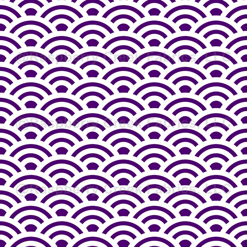 Seigaiha, Waves, Traditional Japanese Pattern, White and Purple