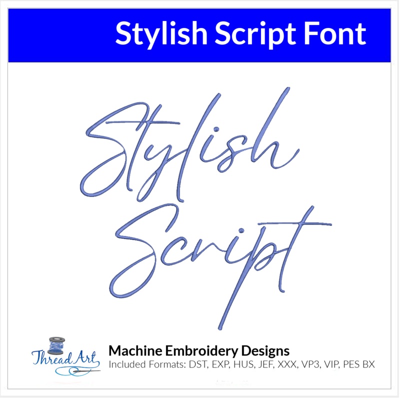 Stylish Script Font Machine Embroidery Design Set - Cursive Alphabet Letters BX Font - Download 9 Formats and 3 Sizes - 1", 1.5", 2"