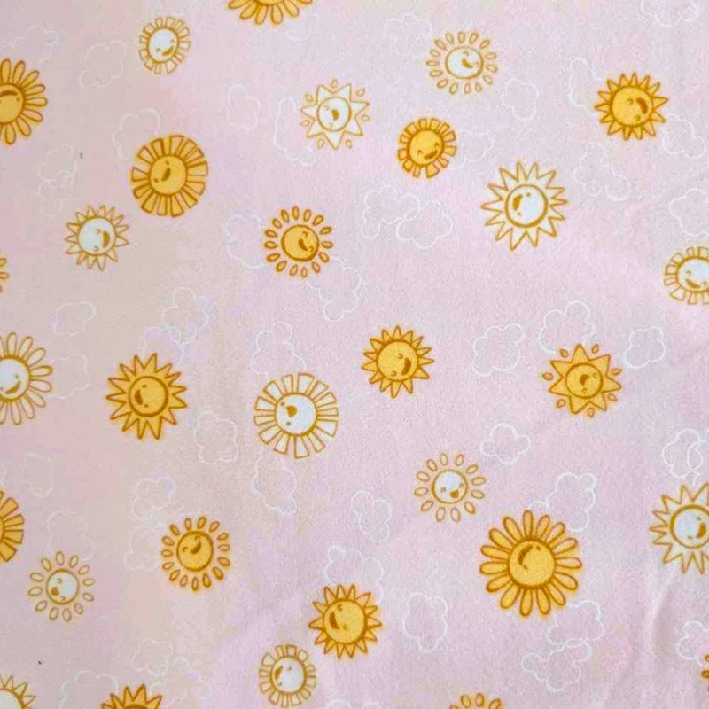 Sun on Pink Cotton Flannel Over the Moon Pearl Pink Celestial Print