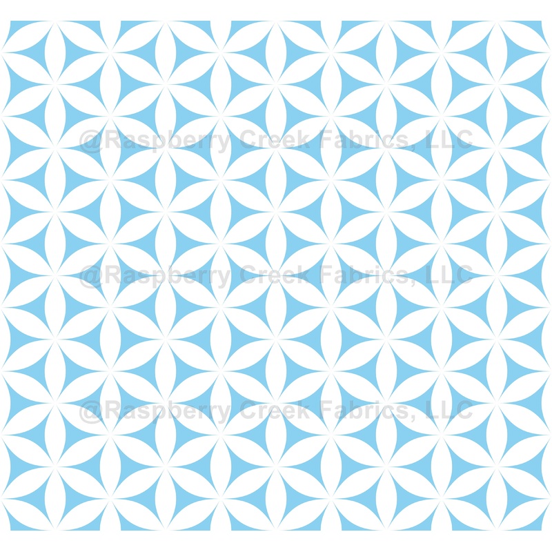 Geometric Pattern, Circles, Triangles, Flowers, Line Art, Baby Blue