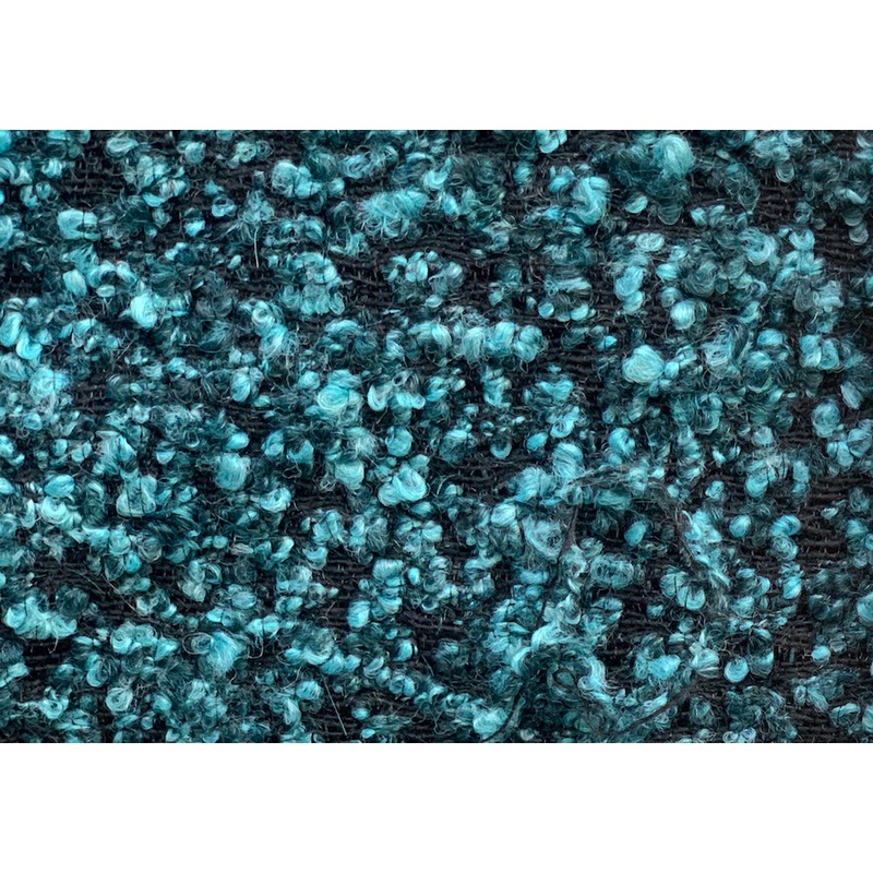 High-End Nubby Turquoise Wool Blend Boucl (Made in Italy)