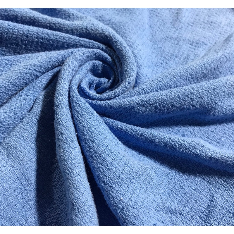 Periwinkle Blue - Hand Dyed Squares Weave Silk Noil
