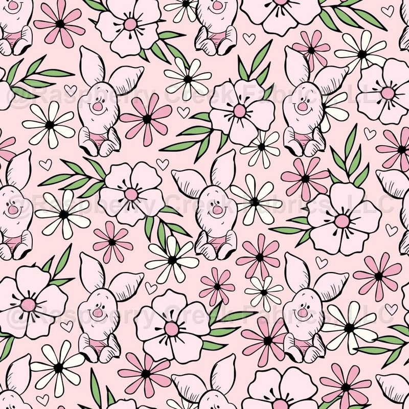 Piglet Floral on Baby Pink