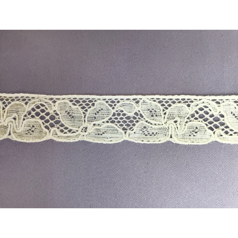 1/2" Ivory Scrolling Blooms Vintage Lace Trim (Made in France)