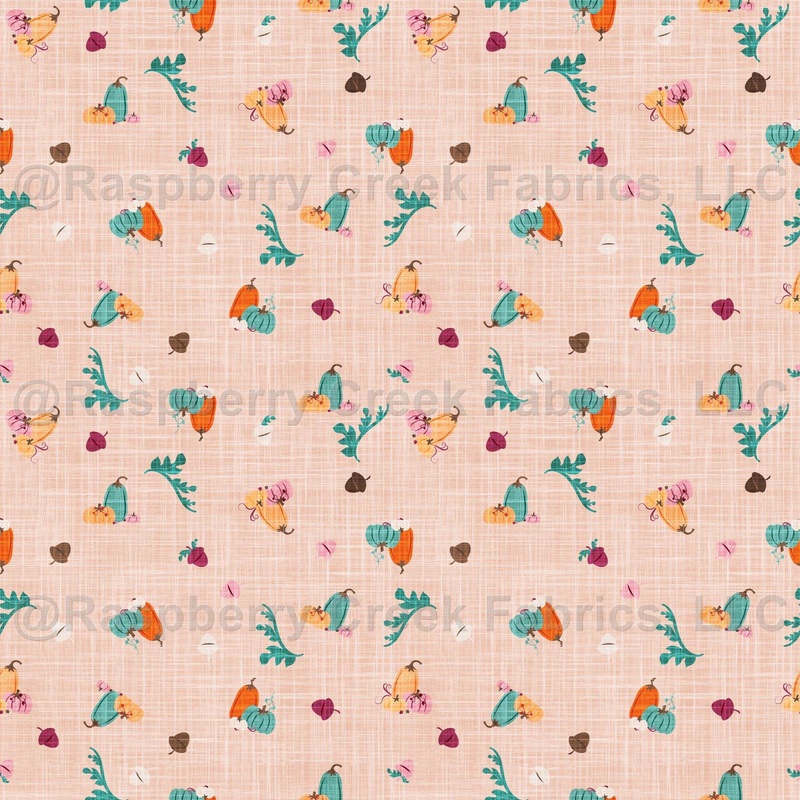 Peach Textured tossed Pumpkins and acorns-Autumn- fall- Novelty