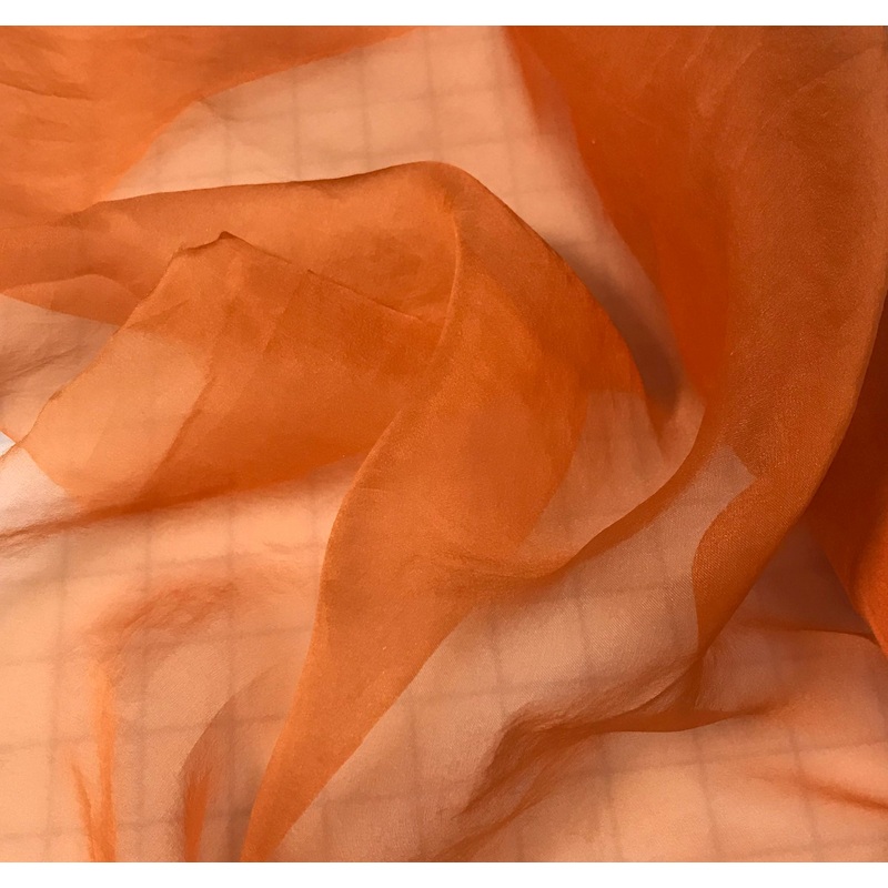 Persimmon Orange - Hand Dyed Silk Organza