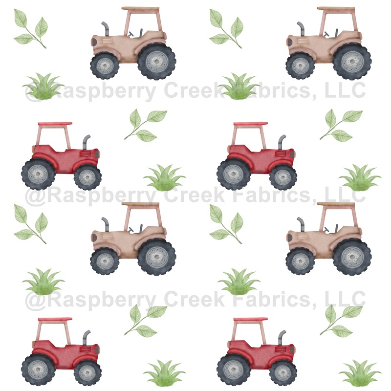 Red Tractor, Brown Tractor, Pattern Of Tractors, Farm, Leaves