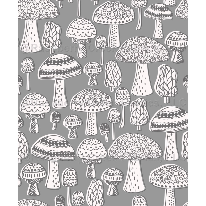 Retro Mushroom Dark Gray, Light Gray, White- Mouse Mowing Moss Collection