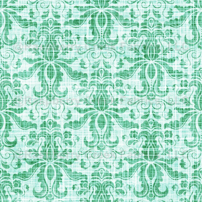 Sea glass green and blue textured damask