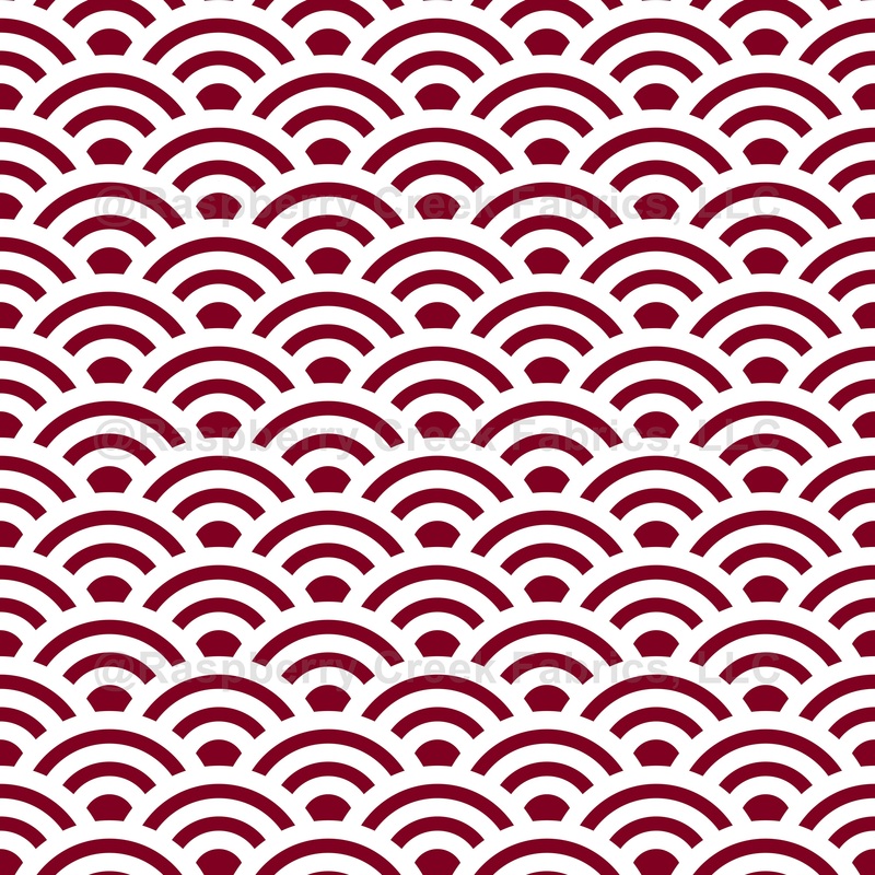 Seigaiha, Waves, Traditional Japanese Pattern, White and Burgundy