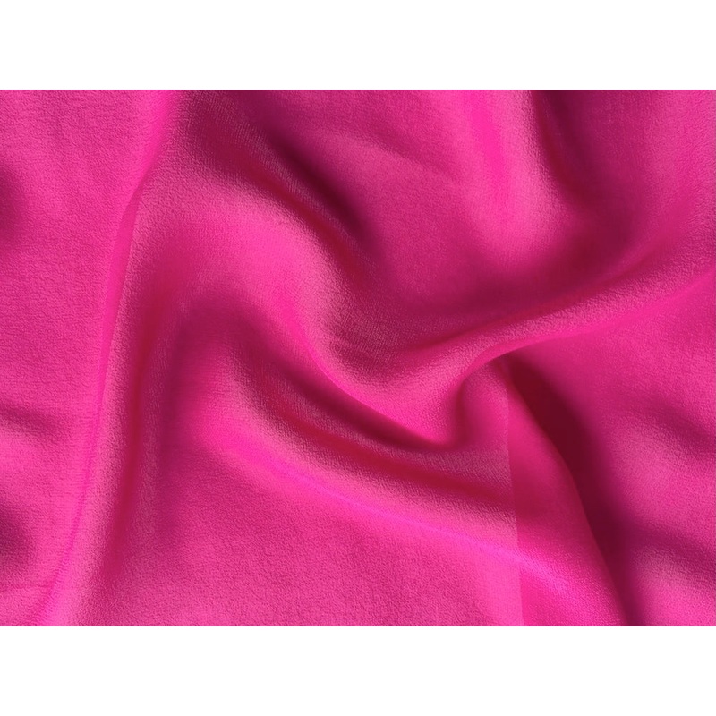 Semi-Sheer Incandescent Hot Pink Silk Crepe Chiffon (Made in Italy)