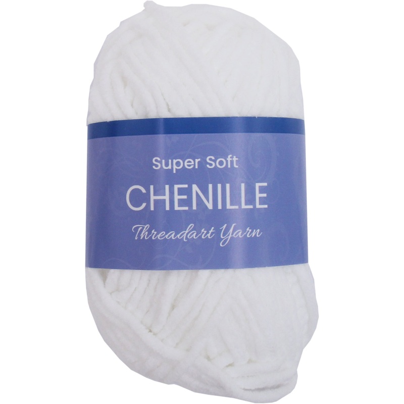 Super Soft Chenille Yarn - #5 - White - 50 gram skeins - 60 yds