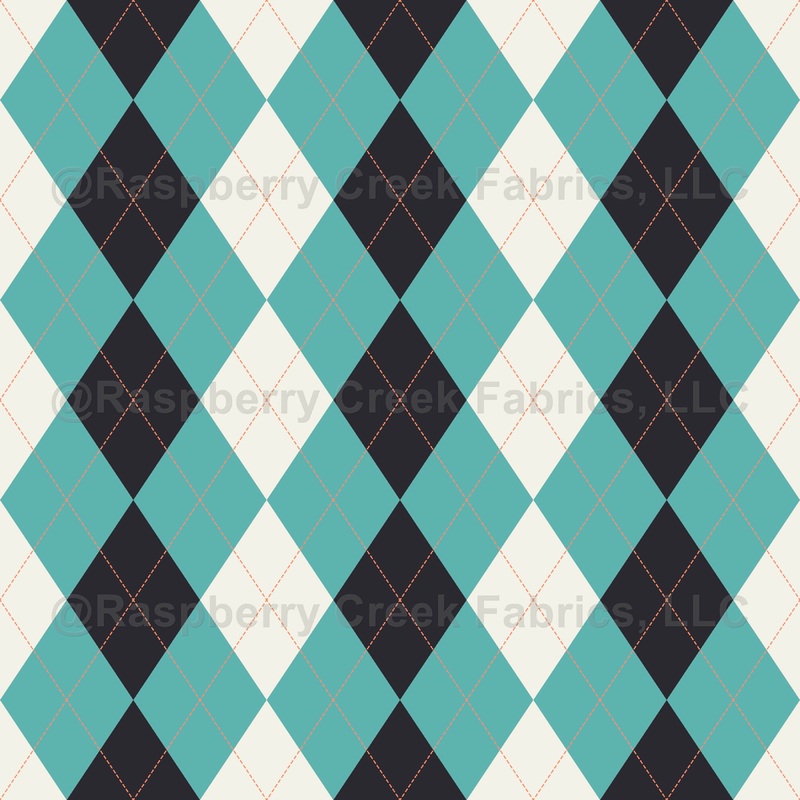 Argyle Pattern, Blue Beige Navy Blue, Orange Stitching