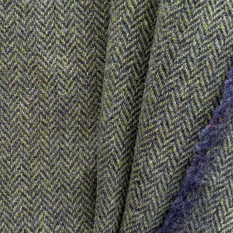 Crocodile & Eggplant Herringbone Wool (Made in Ireland)