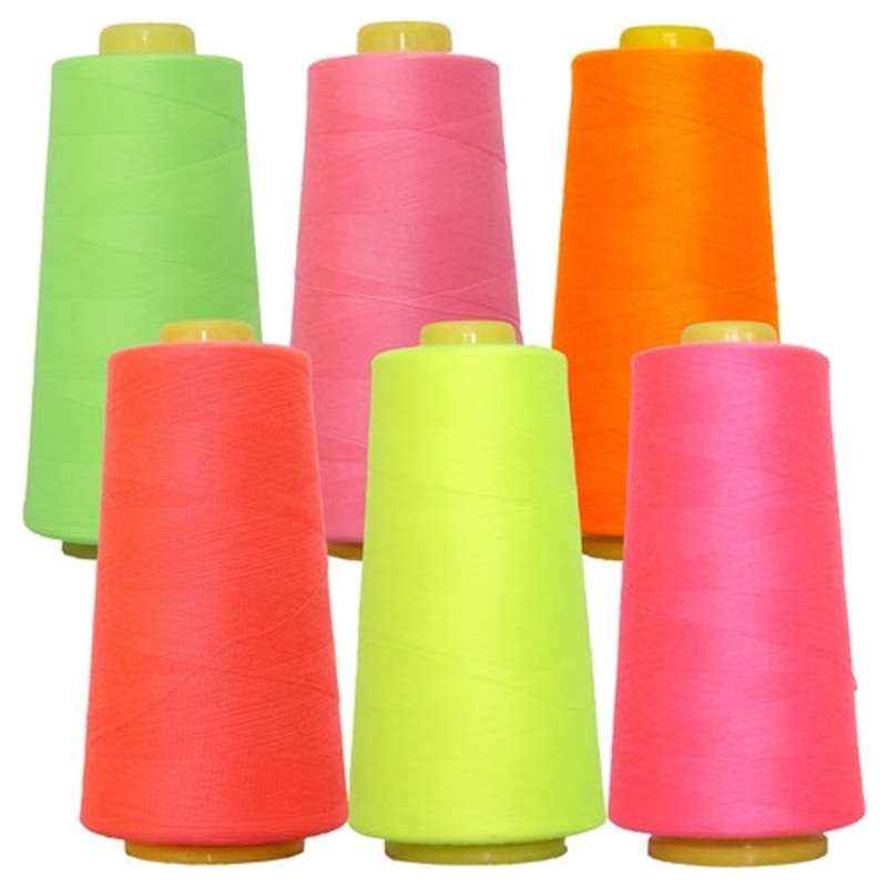 Neon Colors Polyester Serger Thread 6 Cone Set