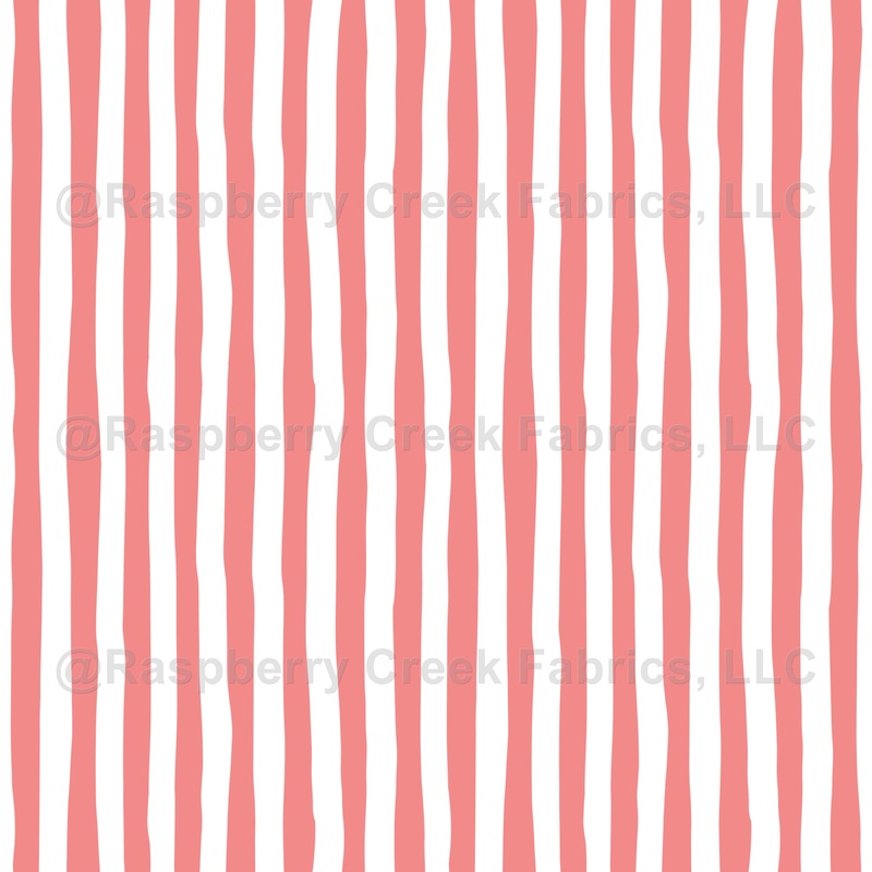 Salmon Pink & White Wonky Stripes