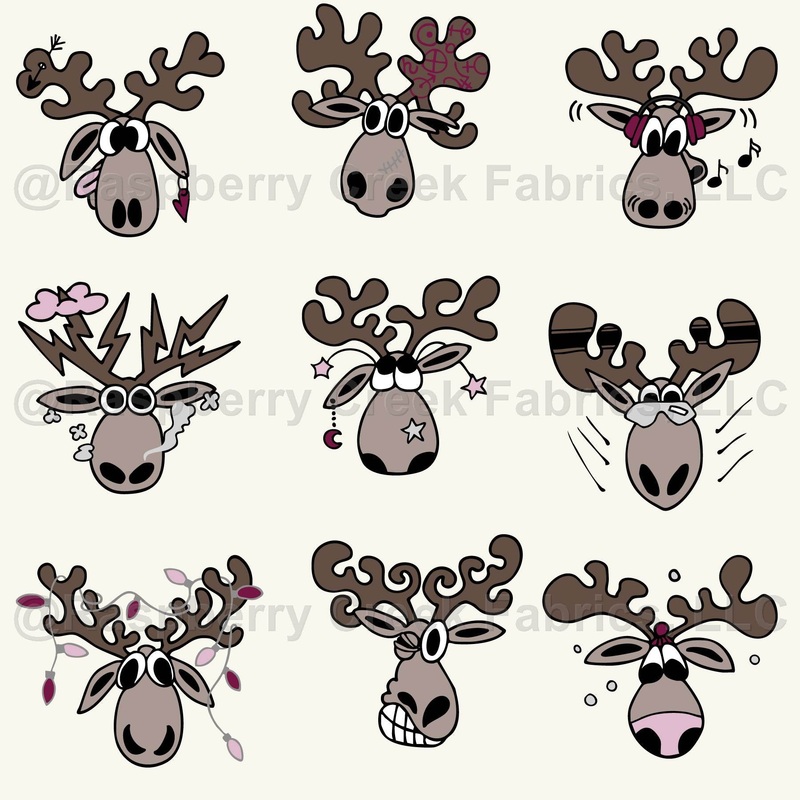 Santas reindeer sleighbell force grid lines brown black beige. Comic-style black and white Santa reindeer heads with red highlights. Vertical and diagonal lines. Perfect for holiday projects, dcor, quilting, table cloth, napkins, totebags.