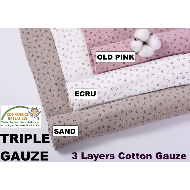 Triple 100% Cotton Gauze, Three Layers Cotton Gauze Fabric Sand - 152