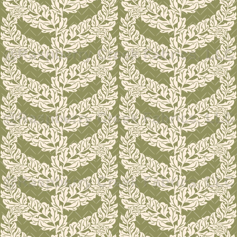 Renaissance Acanthus Leaves sage green and cream