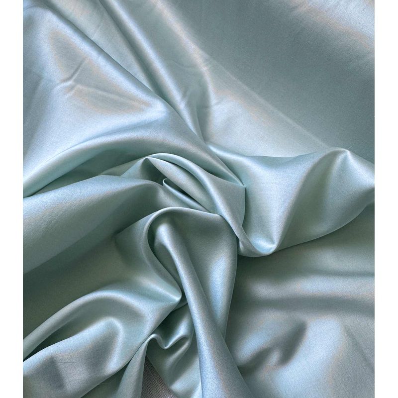 Seafoam Green - Silk and Cotton Blend SATIN Fabric - 45" wide