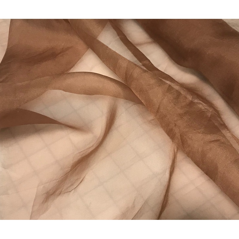 Terra Cotta Brown - Hand Dyed Silk Organza