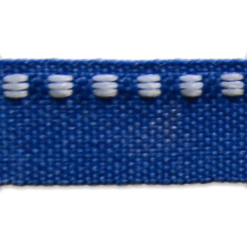 1/2" White Stitched Nautical Navy Woven Ribbon