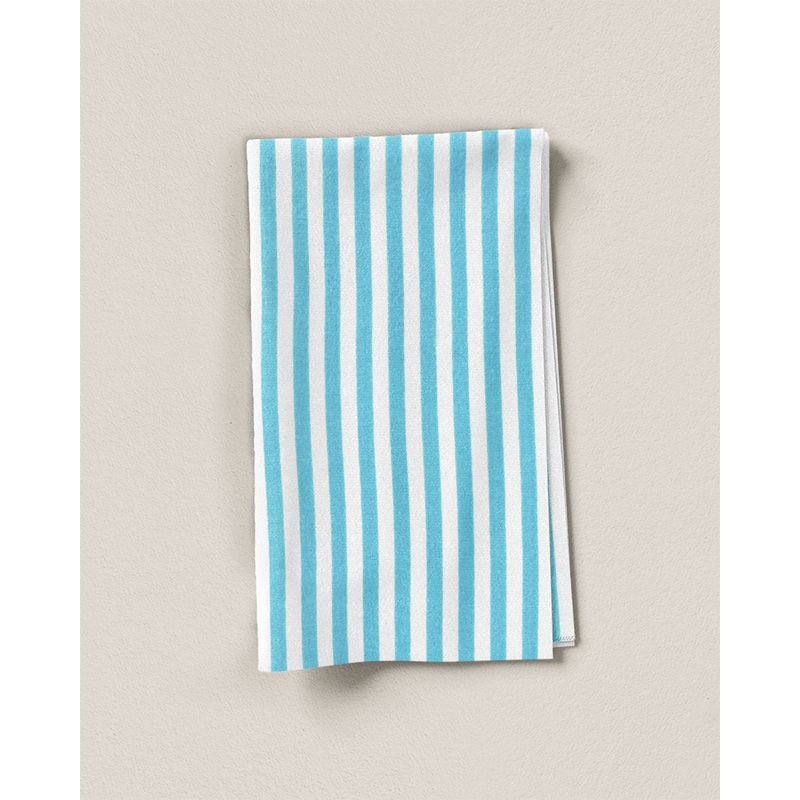 Aqua Small Stripe Screen Print Cotton - 1/2 Yard Seconds
