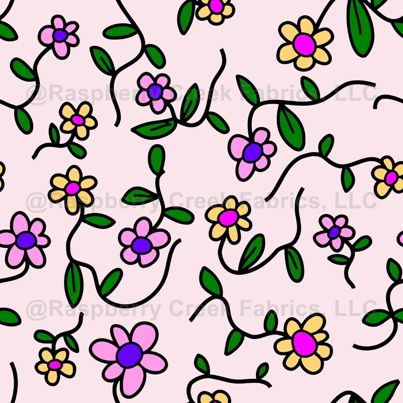 Colorful Flowers, Floral Pattern, Pink Background