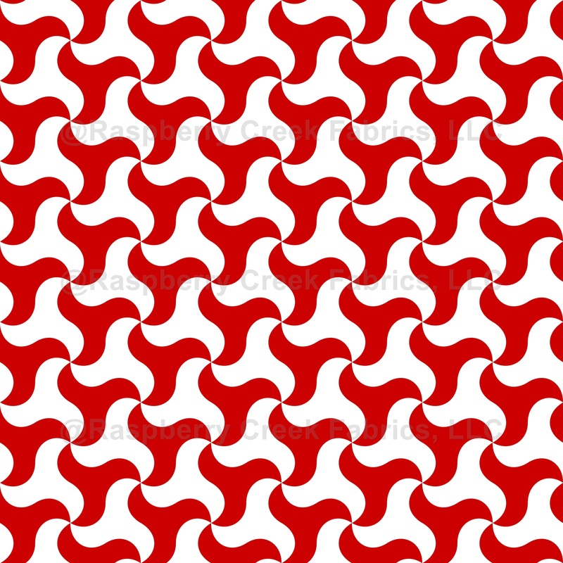 Houndstooth Pattern, Triskelion, Red and White