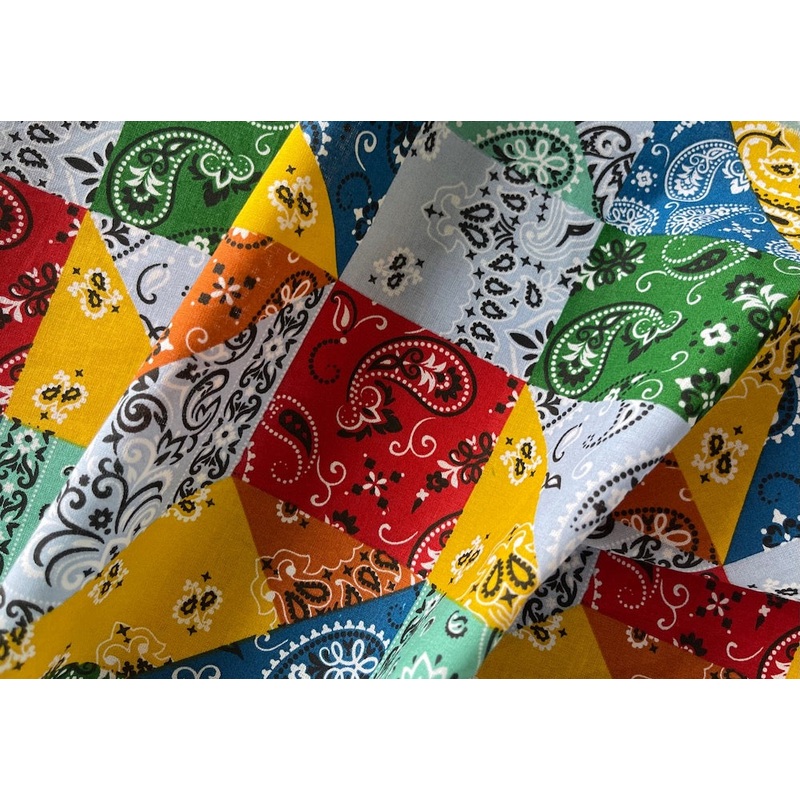 Picnic-Ready Mock Bandana Patchwork Quilting Cotton (Made in Italy)