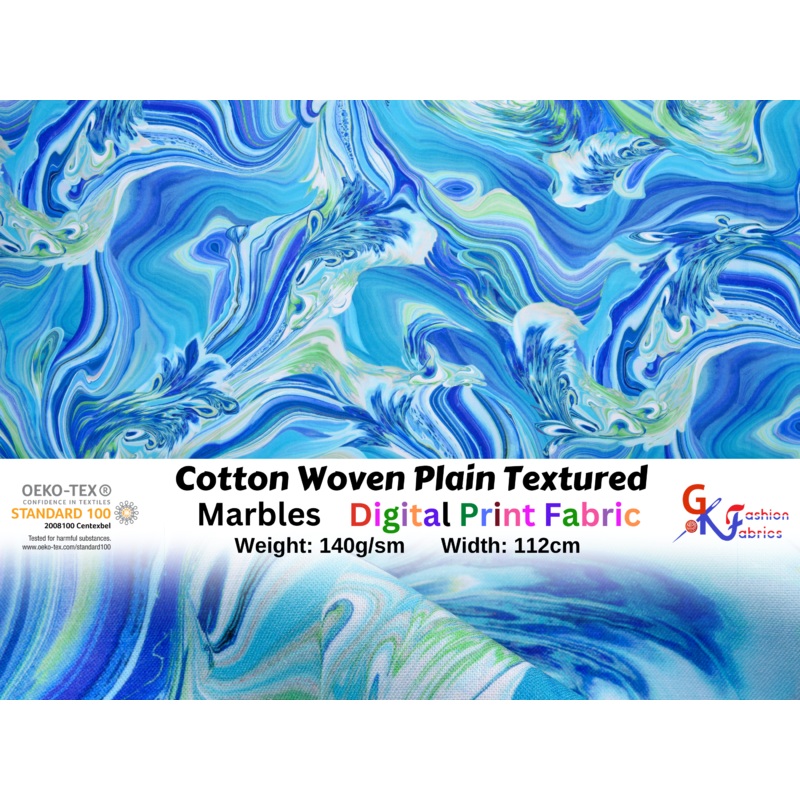Quilted Cotton Woven Plain Textured Marbles Digital Print Fabric - D#5
