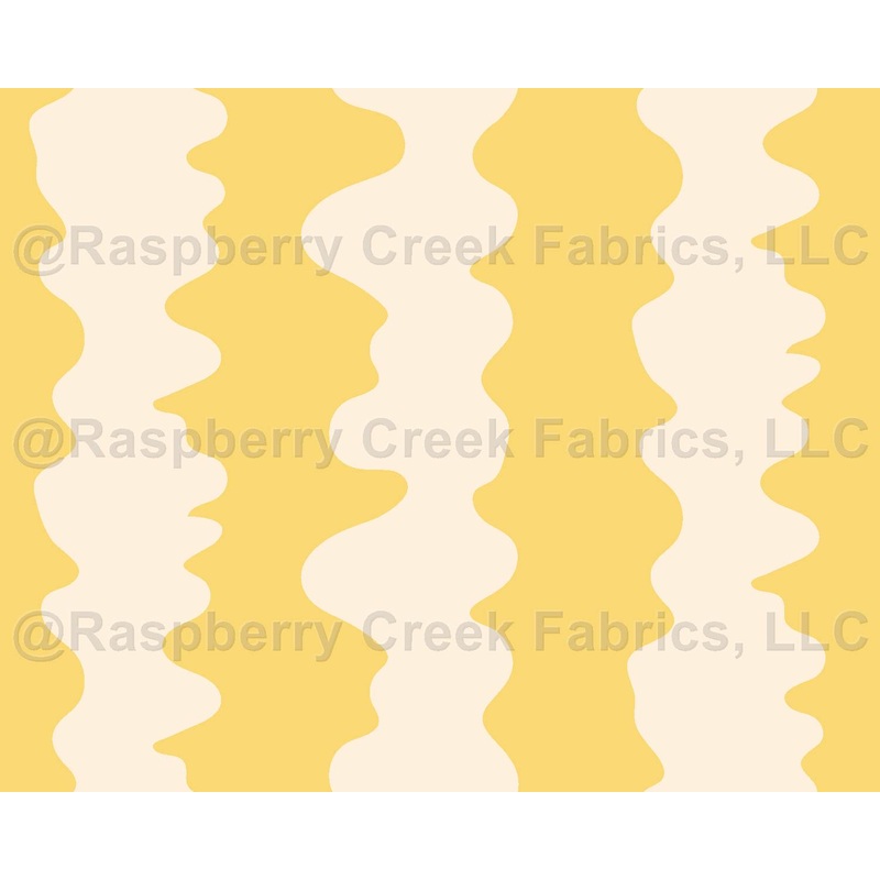 Ziggy Lanes in Butter and Yellow: Groovy Wonky wavy stripe in yellow and cream for kids apparel and wallpaper