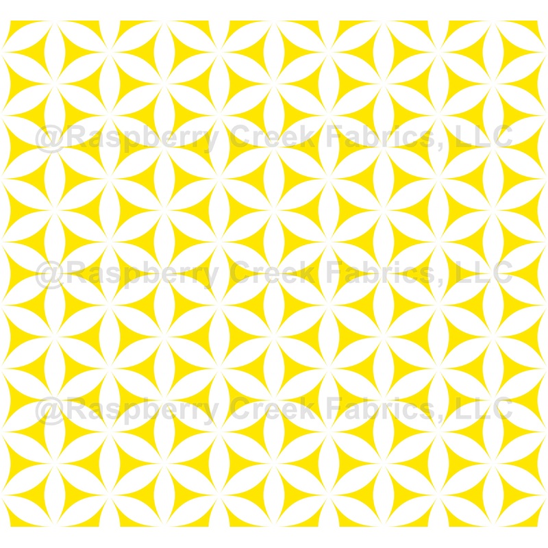 Geometric Pattern, Circles, Triangles, Flowers, Line Art, Yellow
