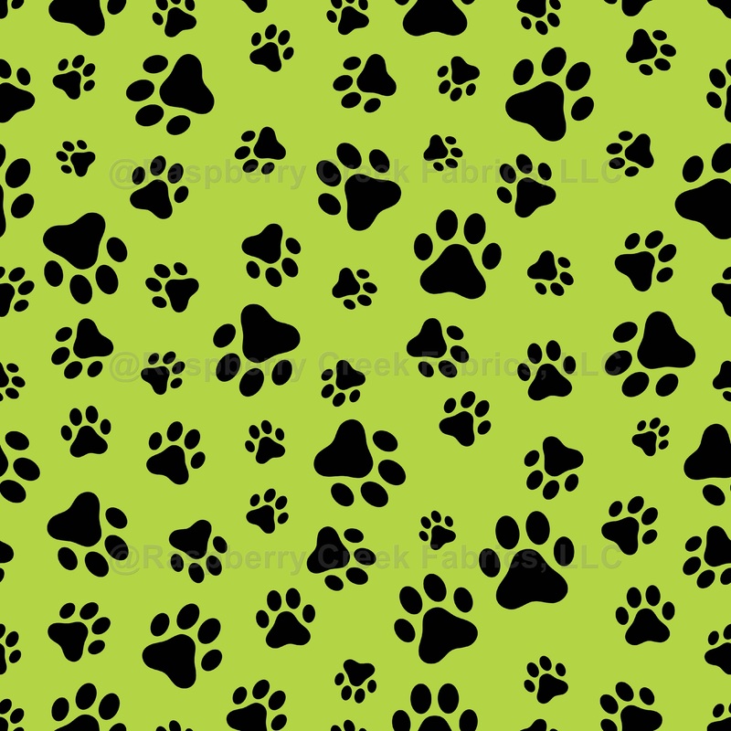 Pattern Of Paws, Black Paws, Dog Paws, Green