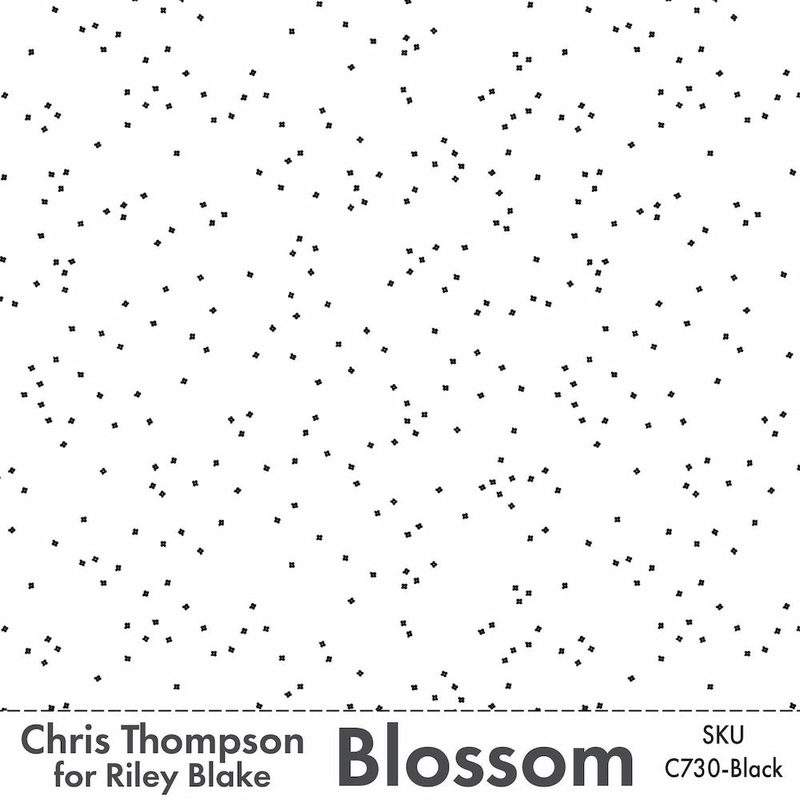 Riley Blake Blossoms on White in Black C730R-BLACK