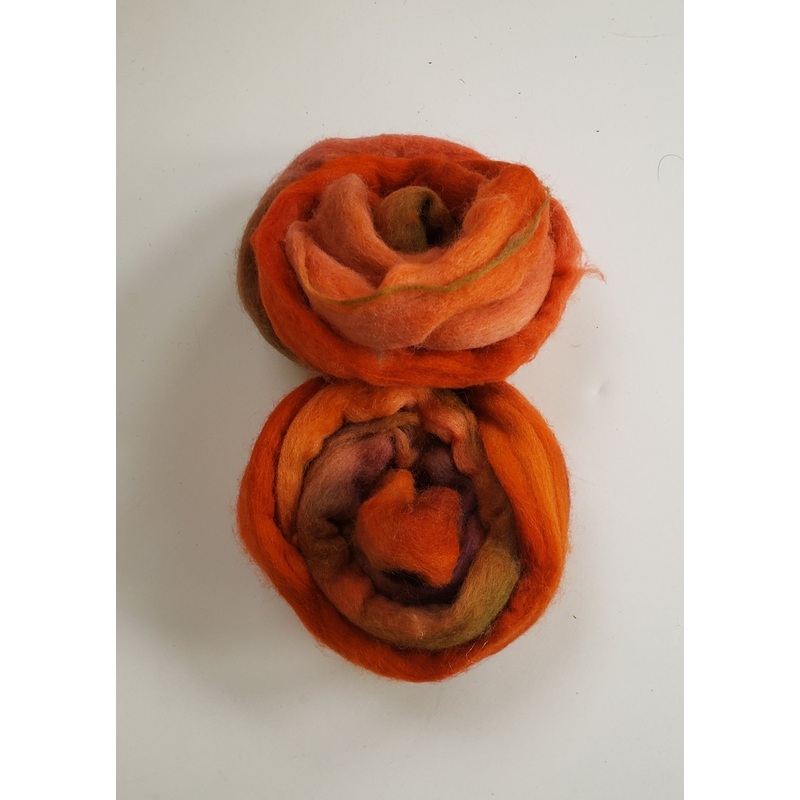 WOOL ROVING - PUMPKIN - Hand Dyed - 32gr - B1