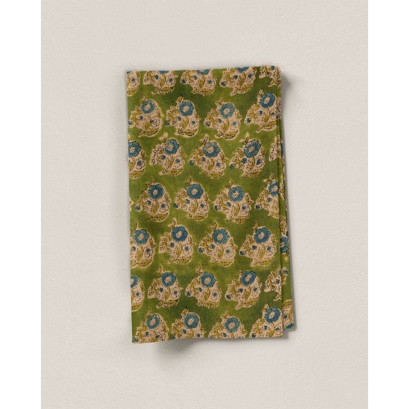 Bluebell and Apple Bloom Block Print Cotton - 3.5 Yards Remnant