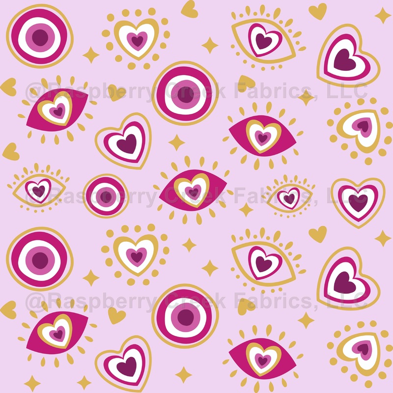 Evil Eye Pattern, Greek Eye, Turkish Eye, Hearts, Hamsa, Mati, Gold, Pink