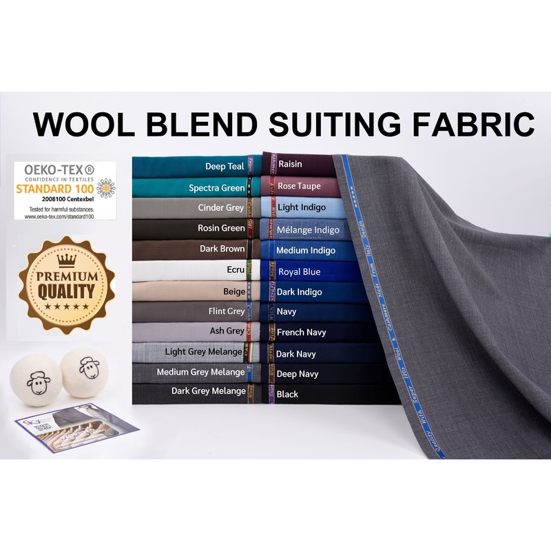 Wool Blend Suiting Fabric - 6427 Ash Grey- 006