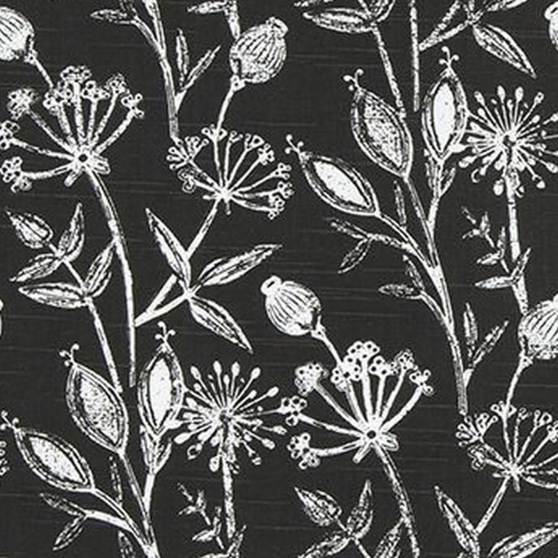Reynolds Raven Floral Outdoor Fabric in Black and White